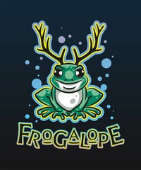  the horned frog from the fairy tale mascot logo design vector with modern illustration concept style for badge, emblem and tshirt printing. wizard illustration for sport and esport team. frogalope