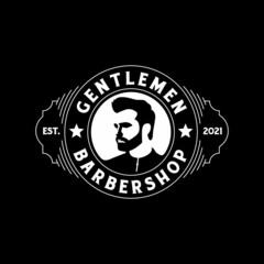 Barbershop Logo Vector design barbershop. Vintage illustration on dark background