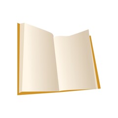 Open book with isolated on white. Vector illustration empty,literature book page.