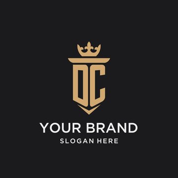 DC monogram with medieval style, luxury and elegant initial logo design