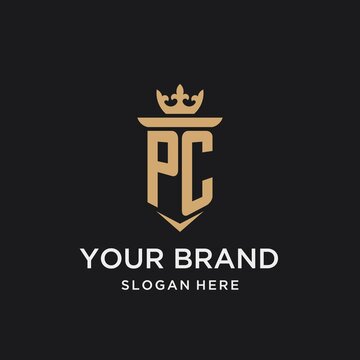 PC monogram with medieval style, luxury and elegant initial logo design