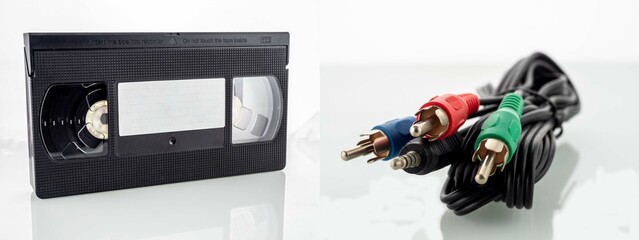 vhs tape and cables