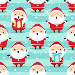 PrintChristmas themed Santa Claus seamless pattern background, vector images