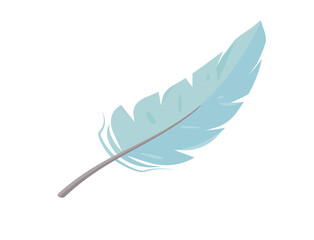  Beautiful blue  feather icon . Flat design