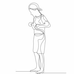 vector, isolated, child sketch, boy line drawing