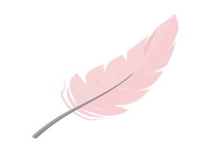 Beautiful pink feather icon . Flat design