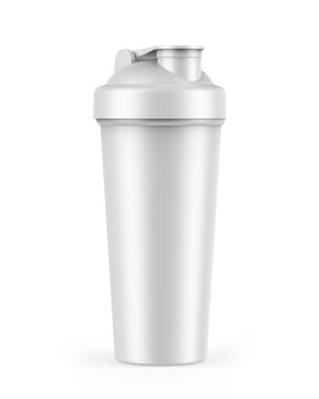 Blank white plastic shaker bottle with flip lid for mock up and template design. 3d render illustration .
