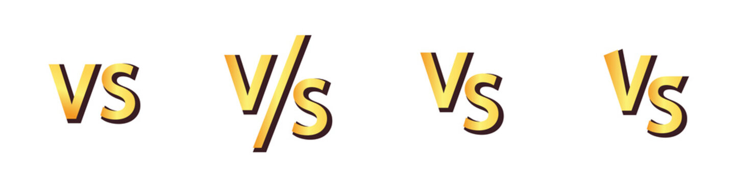 Conjunto de icono de vs. contra de, frente de. Concepto de comparaci&oacute;n y competici&oacute;n. Ilustraci&oacute;n vectorial, estilo 3d