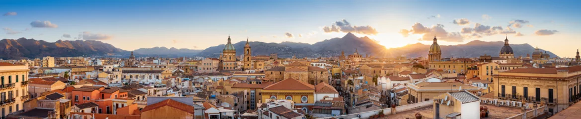 Fotobehang panoramisch uitzicht op de oude stad van palermo, sicilië © frank peters