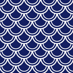 Japanese motif seamless pattern. Abstract blue fish scales background, Banners design, and web, internet ads © shamanviiii