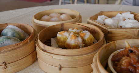 Chinese style dim sum in restaurant
