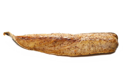 Smoked mackerel fish isolated on white background