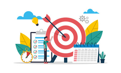 Setting smart goals concept for success in life and business vector illustration - obrazy, fototapety, plakaty