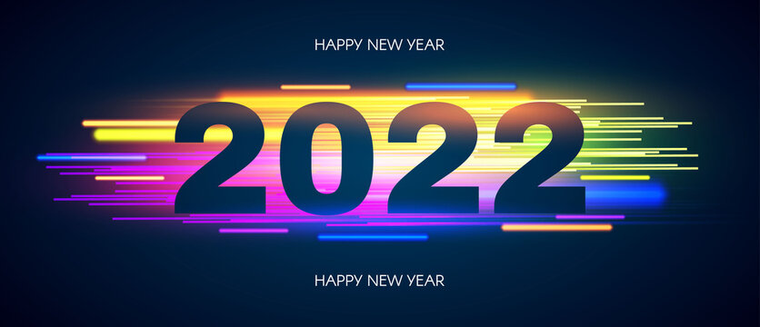 Happy new 2022 year Elegant text with light effects.