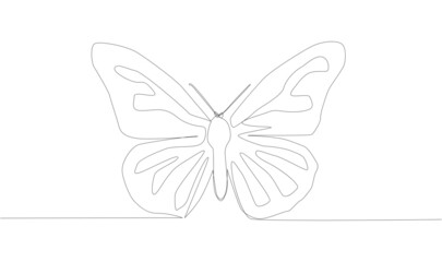 single continuous one line drawing butterfly. Drawing by hand, black lines on a white background