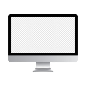 Realistic computer display with screen mockup. Blank lcd monitor. PC display isolated on white background