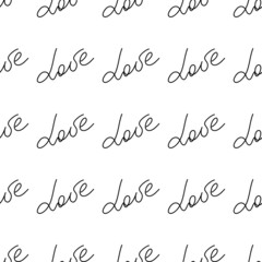 Love text Seamless pattern. Text backgrounds applicable in printing, textiles, art objects, clothing, wallpaper.