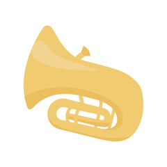 Tuba musical instrument semi flat color vector object. Full sized item on white. Woodwind instrument. Brass trumpet isolated modern cartoon style illustration for graphic design and animation