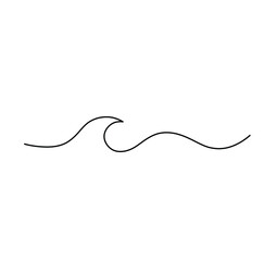 Vector isolated one line simple wave drawing. Single line wave minimal tattoo sketch. © MariMuz