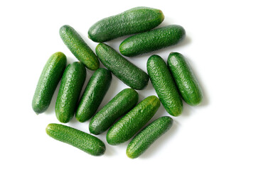 green fresh cucumbers isolated on white background