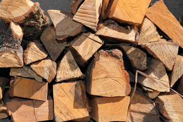 Chopped logs of firewood