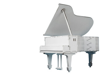 Decorative toy white grand piano isolated on a white background