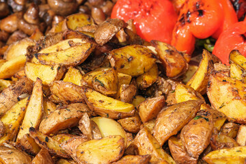 Grilled potatoes outdoors