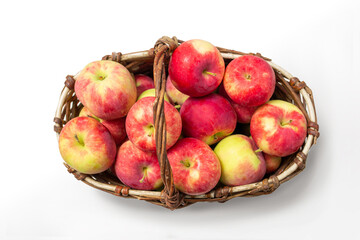 red apples in a basket, top view