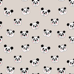 Obraz premium Seamless pattern with pandas . Print for children's clothing, objects, fabrics. The raster illustration is drawn in the kartun style.