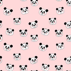 Seamless pattern with pandas . Print for children's clothing, objects, fabrics. The raster illustration is drawn in the kartun style.