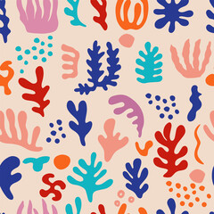 Modern seamless pattern with abstract shapes.