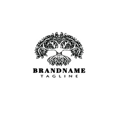 tree with root or celtic tree logo icon design template black isolated vector illustration