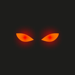 Vector illustration of glowing red eyes in the dark. - obrazy, fototapety, plakaty