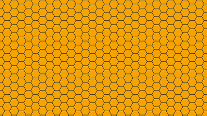 Vector illustration of yellow honey comb hexagon background.