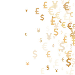 Euro dollar pound yen gold symbols flying currency vector background. Payment pattern. Currency