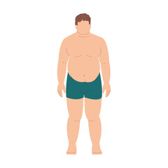 Fototapeta premium fat man patient. excess weight. obesity, diabetes, overeating, hormonal imbalance and the thyroid gland. stock vector illustration isolated on white background. 