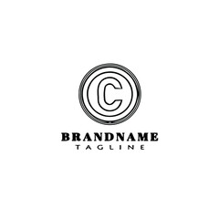 copyright symbol logo cartoon design template icon black isolated vector illustration