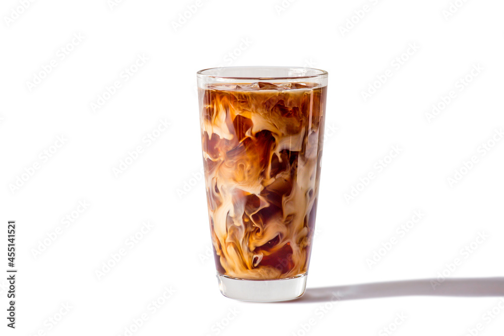 Wall mural glasses of coffee milk on white background. cold beverage tasty. iced latte. clipping path photo.