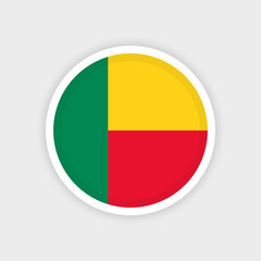 Flag of Benin with circle frame and white background
