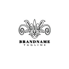vintage acanthus leaf ornament logo icon design template black isolated cute illustration