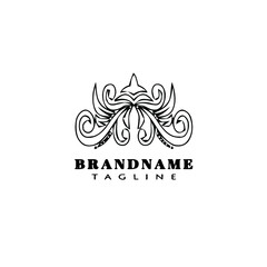 vintage acanthus leaf ornament logo icon design template black isolated vector cute