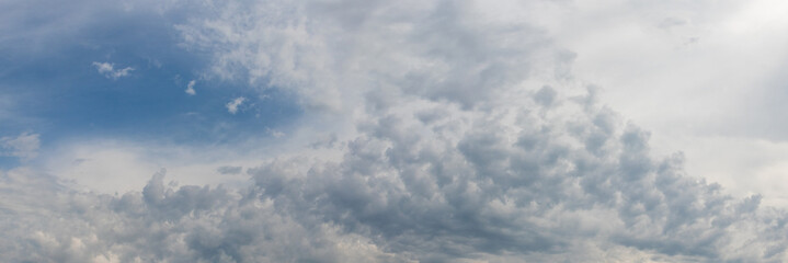 White small clouds in the blue sky, panorama