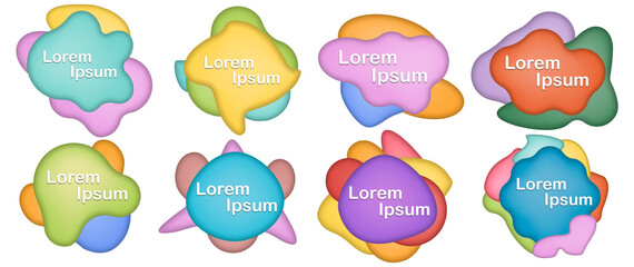 Set of liquid color abstract geometric shapes. Fluid gradient elements for minimal banner, logo, social post. Futuristic dynamic elements. Vector illustration.