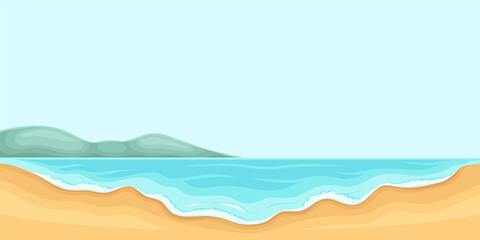 Fototapeta na wymiar Tropical Beach with Sandy Sea Shore and Water Surface Vector Illustration