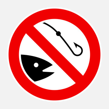 German Fishing Prohibited Sign Near Lake - NO FISHING Stock Image