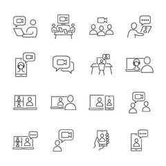 Video Conference icons set. Video Conference pack symbol vector elements for infographic web