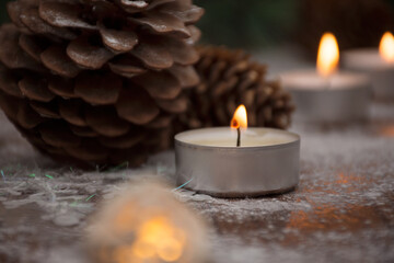 burning candles at christmas
