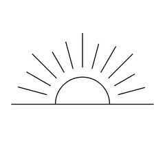 Sunset icon, sunrise icon. Sun and Ocean Icon, vector.