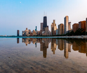 Chicago Skyline Reflected in Water
