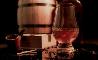 glass of cognac and cigar